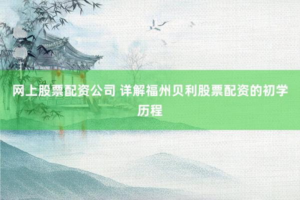 网上股票配资公司 详解福州贝利股票配资的初学历程