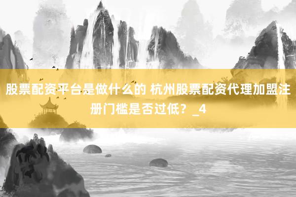股票配资平台是做什么的 杭州股票配资代理加盟注册门槛是否过低？_4