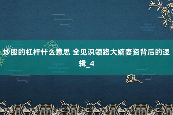 炒股的杠杆什么意思 全见识领路大嫡妻资背后的逻辑_4