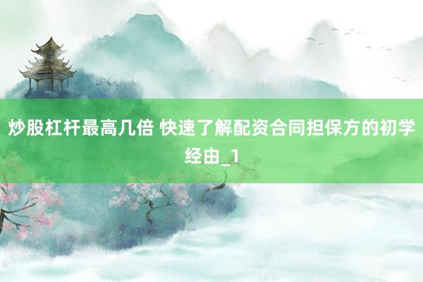 炒股杠杆最高几倍 快速了解配资合同担保方的初学经由_1