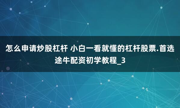 怎么申请炒股杠杆 小白一看就懂的杠杆股票.首选途牛配资初学教程_3