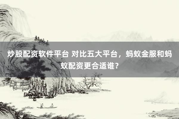 炒股配资软件平台 对比五大平台，蚂蚁金服和蚂蚁配资更合适谁？