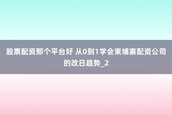 股票配资那个平台好 从0到1学会柬埔寨配资公司的改日趋势_2