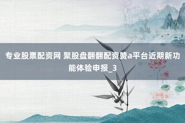 专业股票配资网 聚股盘翻翻配资赞a平台近期新功能体验申报_3